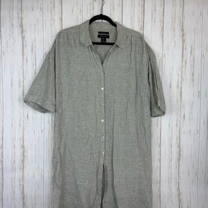 Tahari 100% linen pale green shift dress